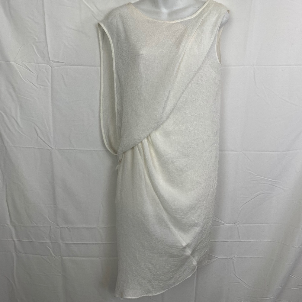 NWT HELMUT LANG White C04HC602 Sleeveless Flowy Lined Drape Dress NWT $415 sz 6